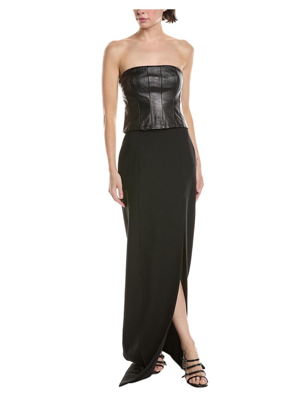 NWOT Cinq à Sept Adriana Leather-Trim Midi Dress